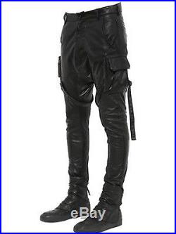 Men's Leather Black New Genuine Sheep Napa Designer Biker Motorcycle Pant