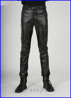 Men's Leather Causal Pant Real 100% Lambskin Slim Fit Leather Pant ZL-0071