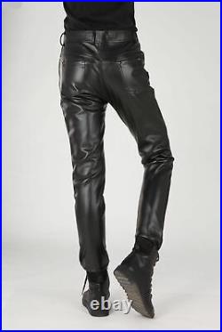 Men's Leather Causal Pant Real 100% Lambskin Slim Fit Leather Pant ZL-0071