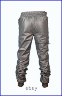 Men's Leather Gray Lambskin Sweat Pants/Jogger trousers ZL-0035