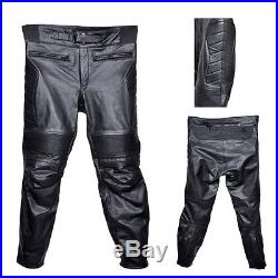 Men's Leather Motorcycle Trouser Pant Touring Biker Padding & Armour Protection