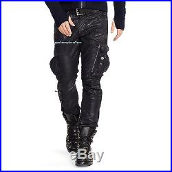 Men's Leather Pant Black New Genuine Sheep Napa Designer Cargo pant # 18