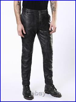 Men's Leather Pant Genuine Lambskin Leather Jean Style Slim Black Casual Pants
