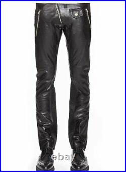 Men's Leather Pant Genuine Lambskin Leather Jean Style Slim fit Casual Pant MP11