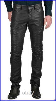 Men's Leather Pant Genuine Lambskin Leather Jeans Style Slim fit Casual Pant-013