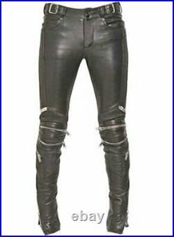Men's Leather Pant Genuine Sheepskin Leather Black Stylish Motorcycle Pant