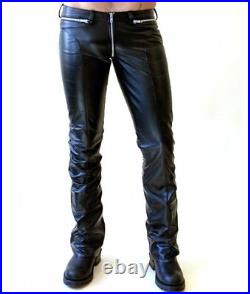 Men's Leather Pant Slim Fit Real Sheepskin Leather Motorcycle Bikers Pant #76