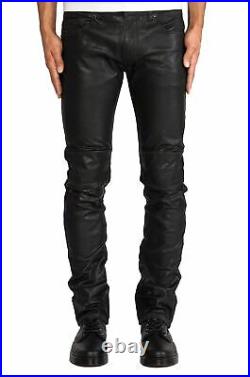 Men's Leather Pant Slim Fit Real Sheepskin Leather Riders Motorbike Pant #59