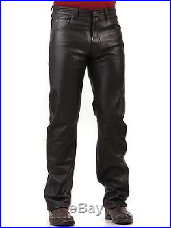 Men's Leather Pants 100% New Genuine Sheep Napa Designer Biker Motorcycle! MP01