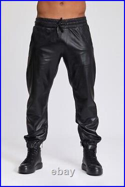 Men's Leather Pants. 100 % Real Turksih Leather. Soft Lambskin. Elastic Waistband