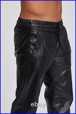 Men's Leather Pants. 100 % Real Turksih Leather. Soft Lambskin. Elastic Waistband
