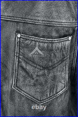 Men's Leather Pants Bikers Full Grain Waxed Cowhide ROCK Jean Style Trousers 501