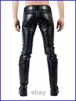 Men's Leather Pants Double Rear Zip Pants Jeans Trouser Breeches BLUF Lederhosen