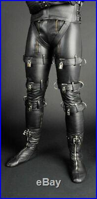 Men's Leather Pants Double Zip With Locks Free