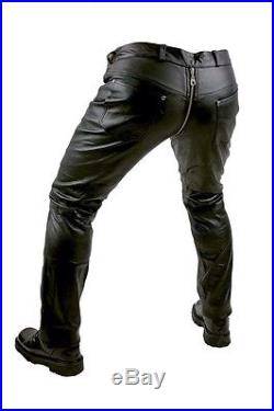 Men's Leather Pants With Crotch Zipper Customized 100% Genuine Leather Fetish