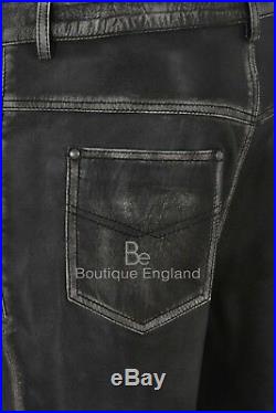 Men's Leather Trouser Motorcycle Black Vintage Lambskin Leather Jean Style 501