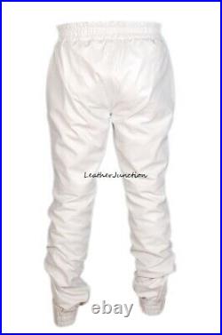 Men's Leather White Real Lambskin Sweat Pants/Jogger trousers ZL-0039