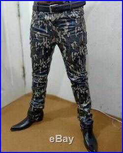 Men`s Leather trousers Jeans camouflage pants new Lederjeans