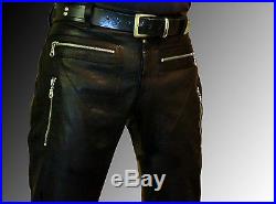 Men`s Leather trousers new black Designer leather pants motorcyle all sizes