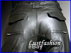 Men`s Leather trousers new black leather pants Carpenter pants LEATHER LINING