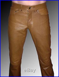 Men`s Leather trousers new brown 501-st leather pants leather jeans Lederjeans