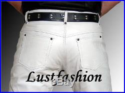 Men`s Leather trousers white 501-st leather pants leather jeans Lederjeans weiß