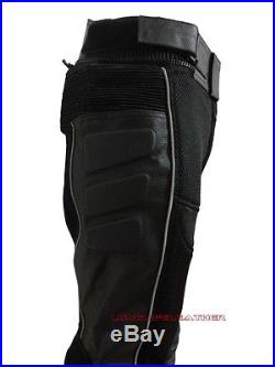 Men's Mesh Leather Racing Motorcycle Pant WithKnee Sliders Armor New Size 28 to 44