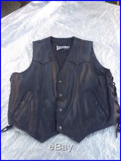 Men's Motorcycle Leather Western Fringe Jacket Vest And Pants