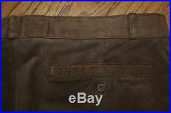 Men's Neiman Marcus brown leather pleat designer Pants nylon lined sz 36 waist