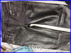 Men's New Black Biker Leather Pant. Real Lambskin Double Layered Leather Pant