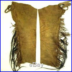 Men's New Native American Buckskin Leather Fringe Old Style Tubular Legging NAC1