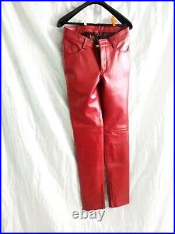 Men's New Red Color Premium Leather Pant. Real Soft Lambskin Biker Leather Pant