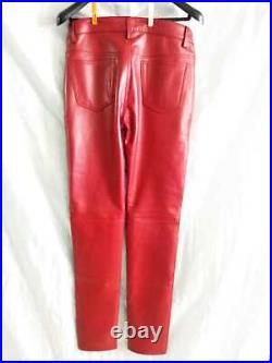 Men's New Red Color Premium Leather Pant. Real Soft Lambskin Biker Leather Pant