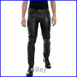 Men's Original Leather Pants Double Zips Quilted Pants Gay Interest BLUFF Pants