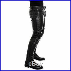 Men's Original Leather Pants Double Zips Quilted Pants Gay Interest BLUFF Pants