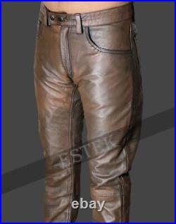 Men's Pants Genuine Vintage Distressed Leather Brown Leather pantS