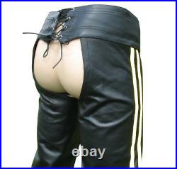 Men's Real Cowhide Leather Chaps Bikers Chaps AVAILABLE IN 3 COLORS STRIPES