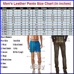Men's Real Cowhide Leather Double Zipped Bikers Style Gay Interest BLUF Pants