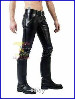 Men's Real Cowhide Leather Pants Double Zip BLUF Biker Lederhosen Lederjean Cuir