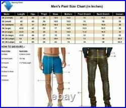 Men's Real Cowhide Leather Pants Double Zips BLUF Bikers Lederhosen Lederjeans
