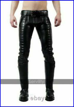 Men's Real Cowhide Leather Pants Punk Kink Jeans Trousers BLUF Bikers Pant