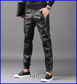 Men's Real Cowhide Leather Sweatpants Jogging / Workout Pants / Casual Pants