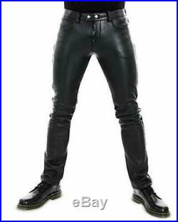 Men's Real Cowhide Leather Thigh Fit Luxury Party Wear Stylish Pants Trousers