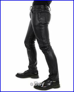 Men's Real Cowhide Leather Thigh Fit Luxury Party Wear Stylish Pants Trousers