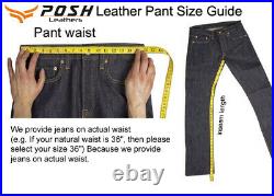 Men's Real Cowhide Leather Trousers Bluf Pants Bikers Kink Pants Jeans Punk Kink