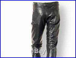 Men's Real Leather 5 Pockets Levis Style Bikers Pants Bikers