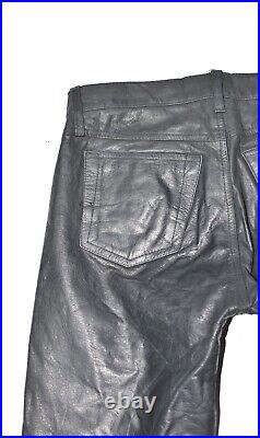 Men's Real Leather Biker Motorcycle Black Trousers Pants Size W32 L33