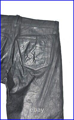 Men's Real Leather Biker Motorcycle Black Trousers Pants Size W32 L33