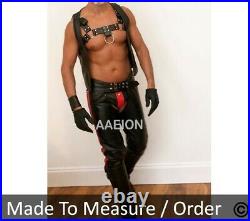 Men's Real Leather Bikers Chaps Leather Chaps available in 3 COLORS Of Stripes
