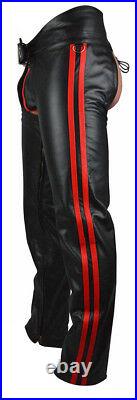Men's Real Leather Bikers Chaps Leather Chaps available in 3 COLORS Of Stripes